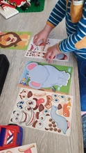 Pegatinas de rompecabezas para niños, juegos de rompecabezas de princesa de cara a cara, dinosaurio de ensamblaje, juguete educativo de entrenamiento de reconocimiento