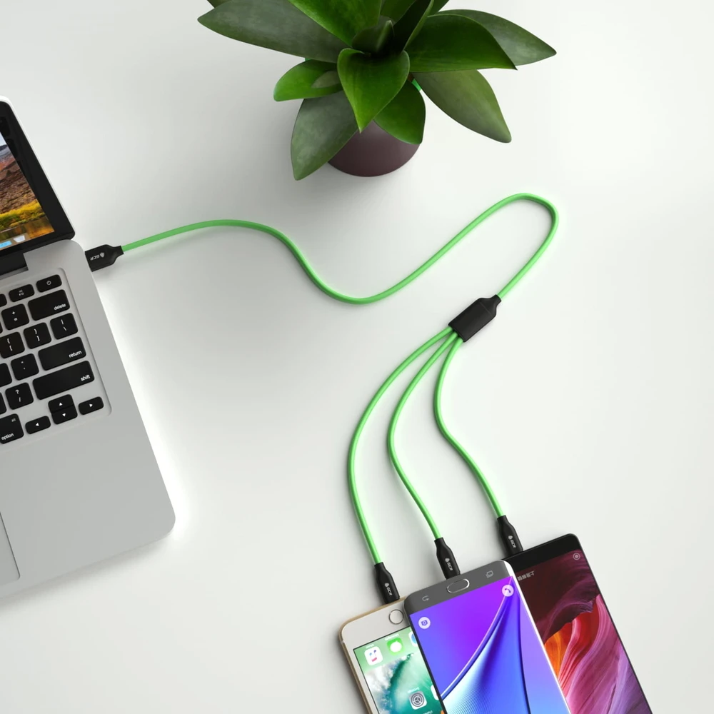 GCR Кабель 3 в 1 для быстрой зарядки USB 2.0- USB micro, Type-c, Lightning