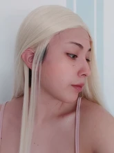 Is a wig-peluca sintética de Color rubio para mujer, pelucas Bob cortas y rectas de 613 colores, pelo negro natural de uso diario