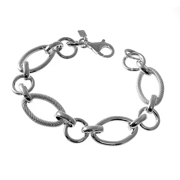 

Law silver bracelet 925m. Hollow 19.5cm. Woman handles galloneadas locking carabiner