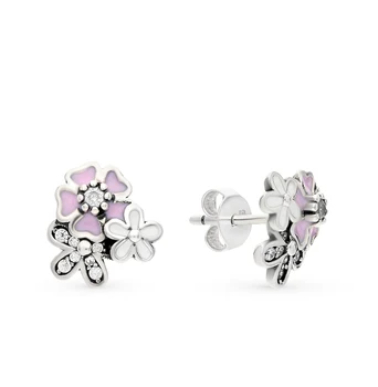 

Silver earrings with cubic zirconia and enamel sunlight sample 925