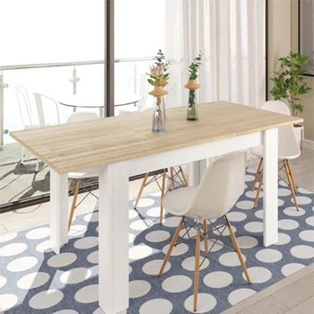 

Dining table rectangular extendable to 90x140 white artic and oak canadian model MEDITERRANEO