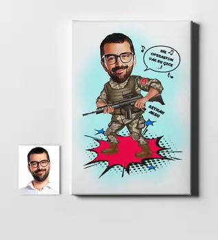 

Personalized Soldier Cartoon Canvas Print (50x70 cm.) 1