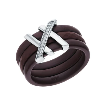 

Silver ring with ceramics and cubic zirconia sunlight sample 925