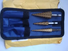 3pc Hss conjunto de broca de paso cono cortador agujero cónico métrico 4 - 12 / 20 / 32mm 1 / 4 titanium de metal recubierto de hex brocas de sierra