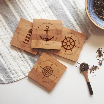 

Nautical wooden coaster, custom Coordinates coasters, Drink Cup mug mat, wedding favor wood Save The Date, Anniversary Gift Idea