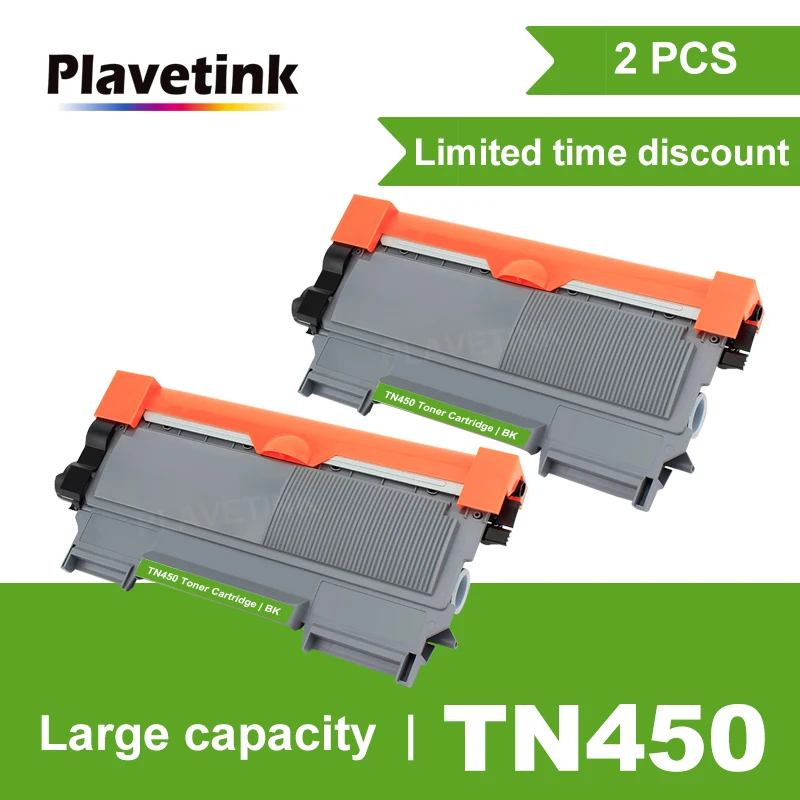 

Plavetink 2pcs TN-450 TN450 Black Toner Cartridge for Brother MFC-7360 MFC-7362 MFC-7460 MFC-7860 DCP-7055 DCP-7060 Printer