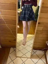 Wool Skirts Short Mini Tutu Plaid Lace-Up Gothic Lolita High-Waisted Winter Qiukichonson