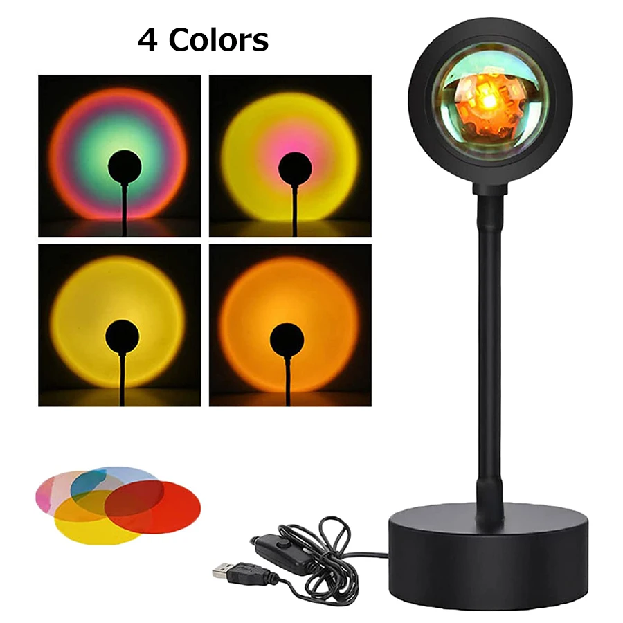 Sunset Lamp RGB 16 Colors APP Remote Control Bluetooth-compatible Projection Night Light for Home Bedroom Background Decoration 3d night light Night Lights