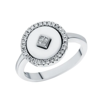 

Silver ring with ceramics and cubic zirconia sunlight sample 925