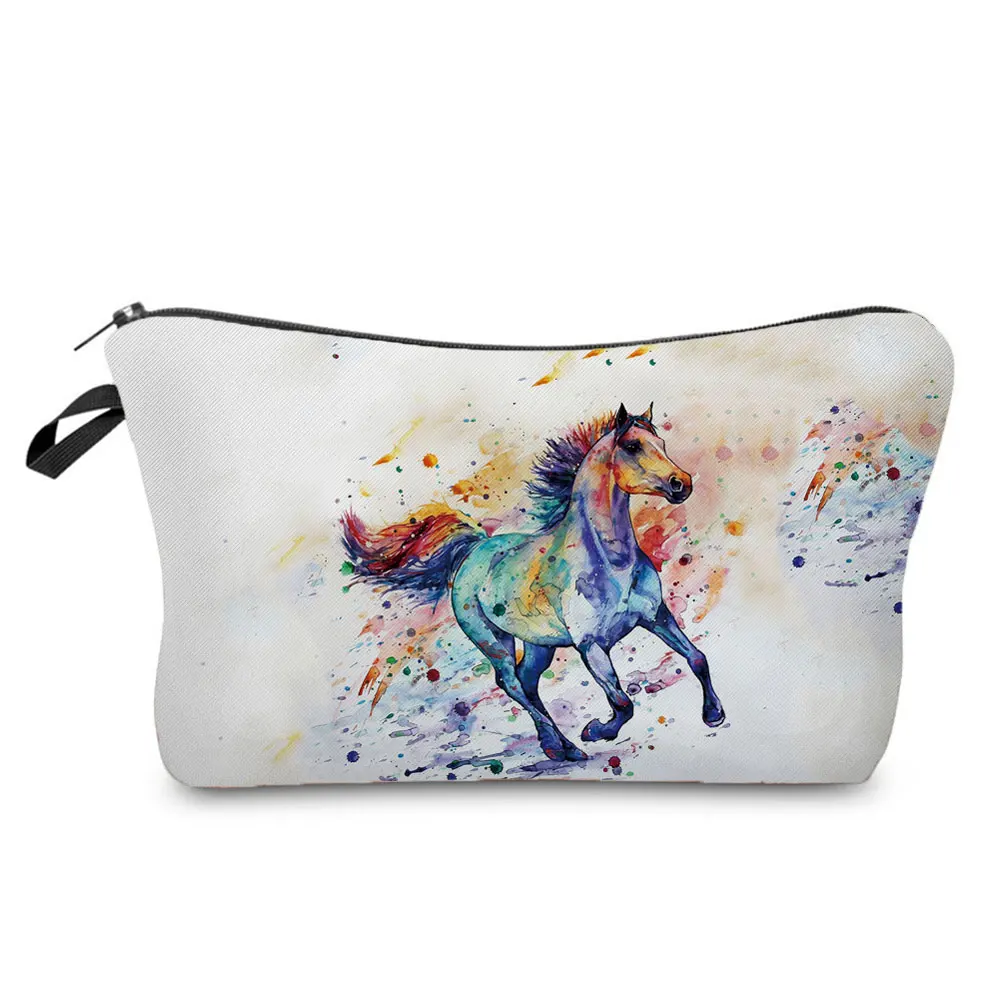 Cosmetic Bag Cosmetic Storage Bag Toiletry Bag Makeup Bag Cosmetic Case Colorful Horse Print Makeup Bags For Women