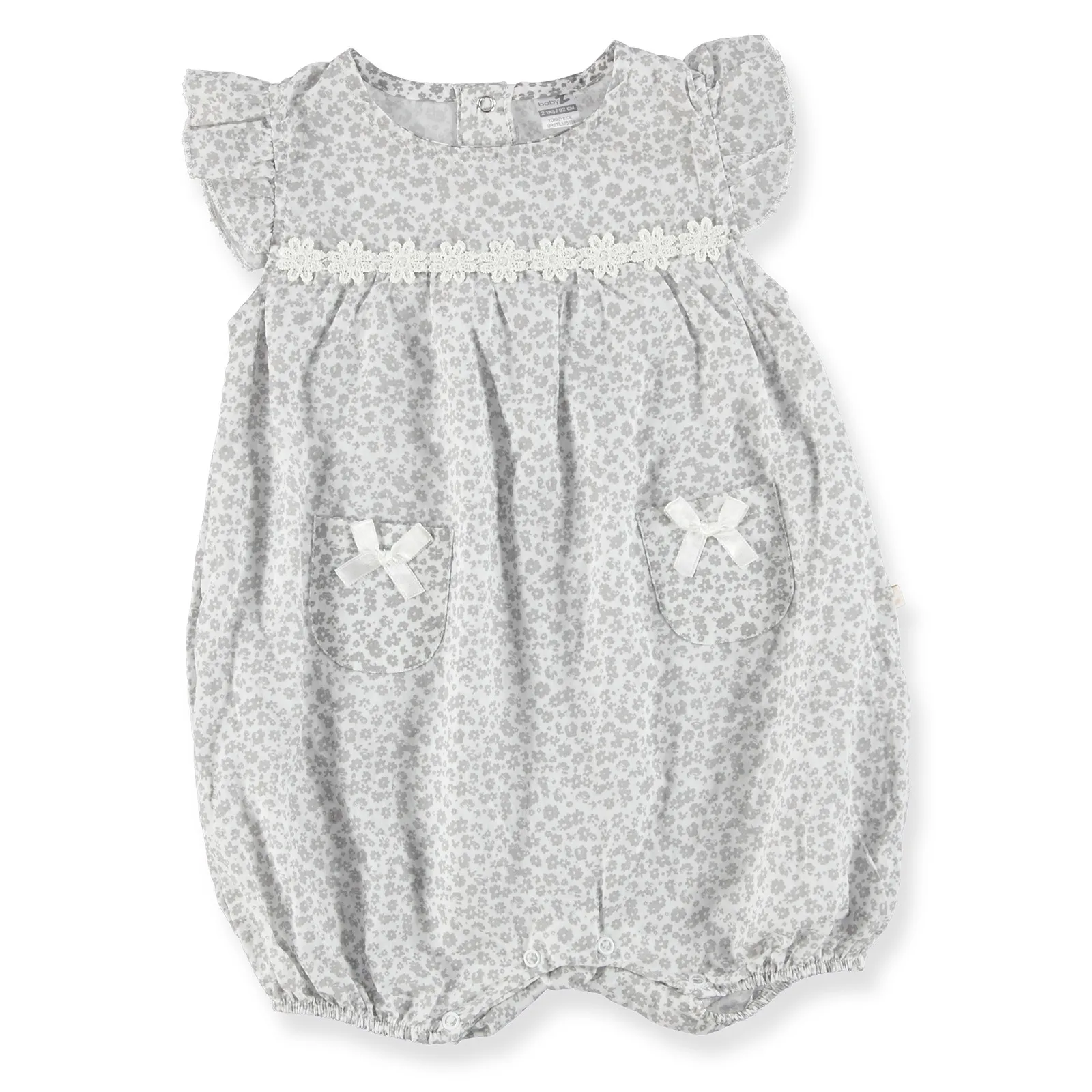 

ebebek BabyZ Baby Girl Bow Detailed Texture Short Romper