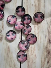 Botones a presión de 18mm para cara de niña, 10 Uds. Redondas mixtas, foto de cristal, cabujón, estilo para pulseras a presión de 18mm, regalo de joyería