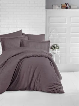 

Multicolored 100% Cotton Striped Single Duvet Cover Set DARK COFFEE