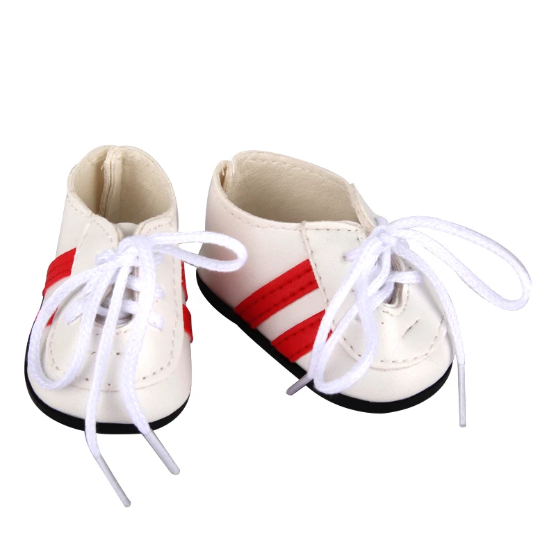 7cm Leather Doll Shoes For 18 Inch American Doll Boots Accessories Lacing Sneakers For 43cm Baby New Born& OG,Russia Girl Dolls