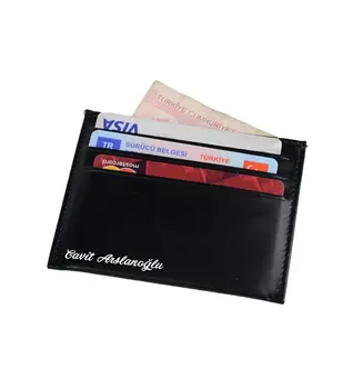 

Customized Faux Leather Card Holder with Names or logos White UV Printed Personalized Card Case