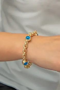 

Gold Plated Evil Eye Beaded Bracelet
