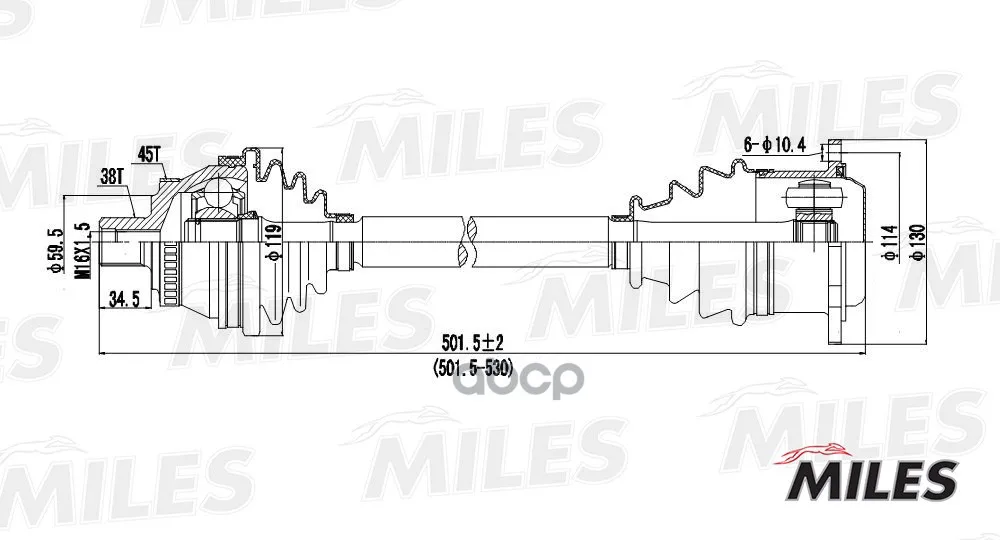 Привод В Сборе Audi A4 I 2.8 96-01 Прав. Abs Miles Gc02008 Miles арт. GC02008