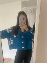 Neploe-Suéter de cuello de pico suelto para mujeres, jersey estilo Preppy de punto con flores, cárdigans, elegante, grueso, con impreso, corto, abrigo informal, 46565