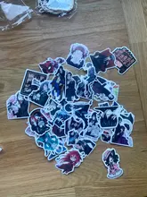 Paquete de calcomanías negras para niños, pegatinas de dibujos animados de Anime para papelería, maleta para portátil, guitarra, calcomanías de nevera, 10/50 Uds.