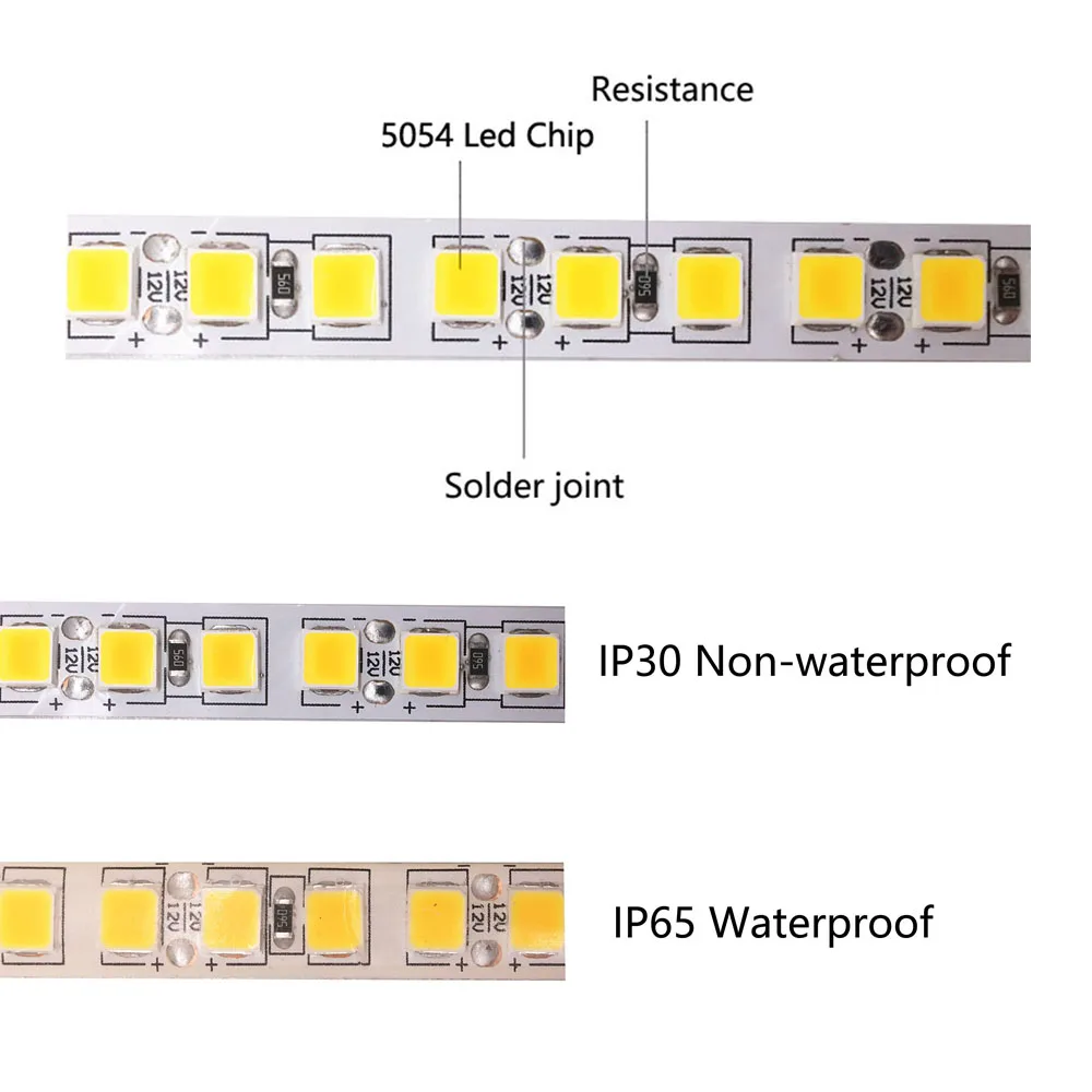 Супер яркая светодиодная лента SMD5054 водонепроницаемый гибкая ленточная лампа DC12V 120 светодиодов/м