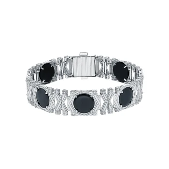 

Silver Bracelet with onyx and cubic zirconia sunlight sample 925