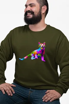 

Angemiel Wear Bouncing Sweet Colorful Cat Green Men 'S Sweatshirt