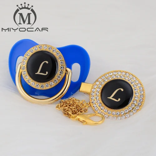 MIYOCAR уникальный дизайн имя инициалы буквенные L красивый bling соска и пустышка Клип BPA бесплатно пустышка bling уникальный дизайн LL - Цвет: LG-6  6-18M