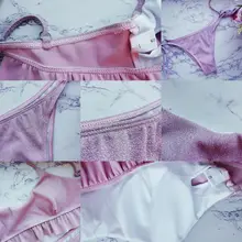 Bandage Swimwear Bikini Biquini Bathing-Suit Beachwear Mini Thong Push-Up Shiny Micro