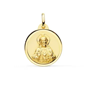 

Medal 18k Gold Heart of Jesus 20mm. Smooth fence bezel