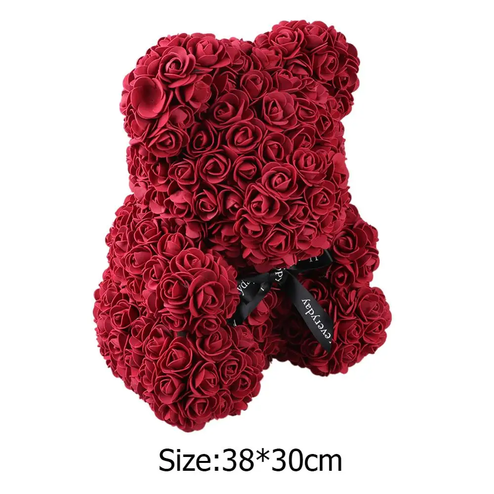 Подарок на день Святого Валентина мыло роза медведь пена искусственная плюшевая кукла Роза мыло цветок медведь свадьба день рождения Рождественский подарок для женщин - Цвет: Burgundy 38cm