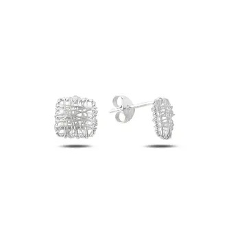 

Angemiel 925 Silver Wire Knitted Square Earrings