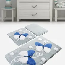 Коврик для ванной | коврик для ванной нескользящие Противоскользящие коврики Mari Blue Line Набор 3 60X100 Cm-50X60 Cm-40X60 см