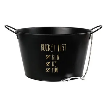 

Ice Bucket with Handle and Aluminium Bottle Opener Black 111118