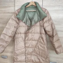 Jacket Women Parkas Down-Coat Ultra-Light Double-Sided Winter Fitaylor White-Duck-Down