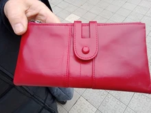 Billetera de cuero genuino de gran capacidad para mujer, cartera con cremallera de mano, informal, con cremallera, Retro