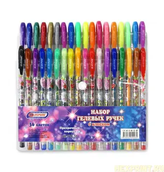 

Set of gel pens with sequins, 36 colors
