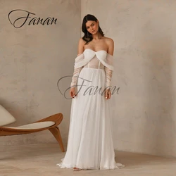Boho Sweetheart See-Through A-Line Wedding Dresses Off The Shoulder Backless Lace Organza Bridal Gown vestidos de novia платье