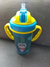 Bonita taza de alimentación de bebé de 400ML con pajita, botella de alimentación portátil sin BPA, a prueba de fugas con asa, para entrenar a niños, Sippy Copos