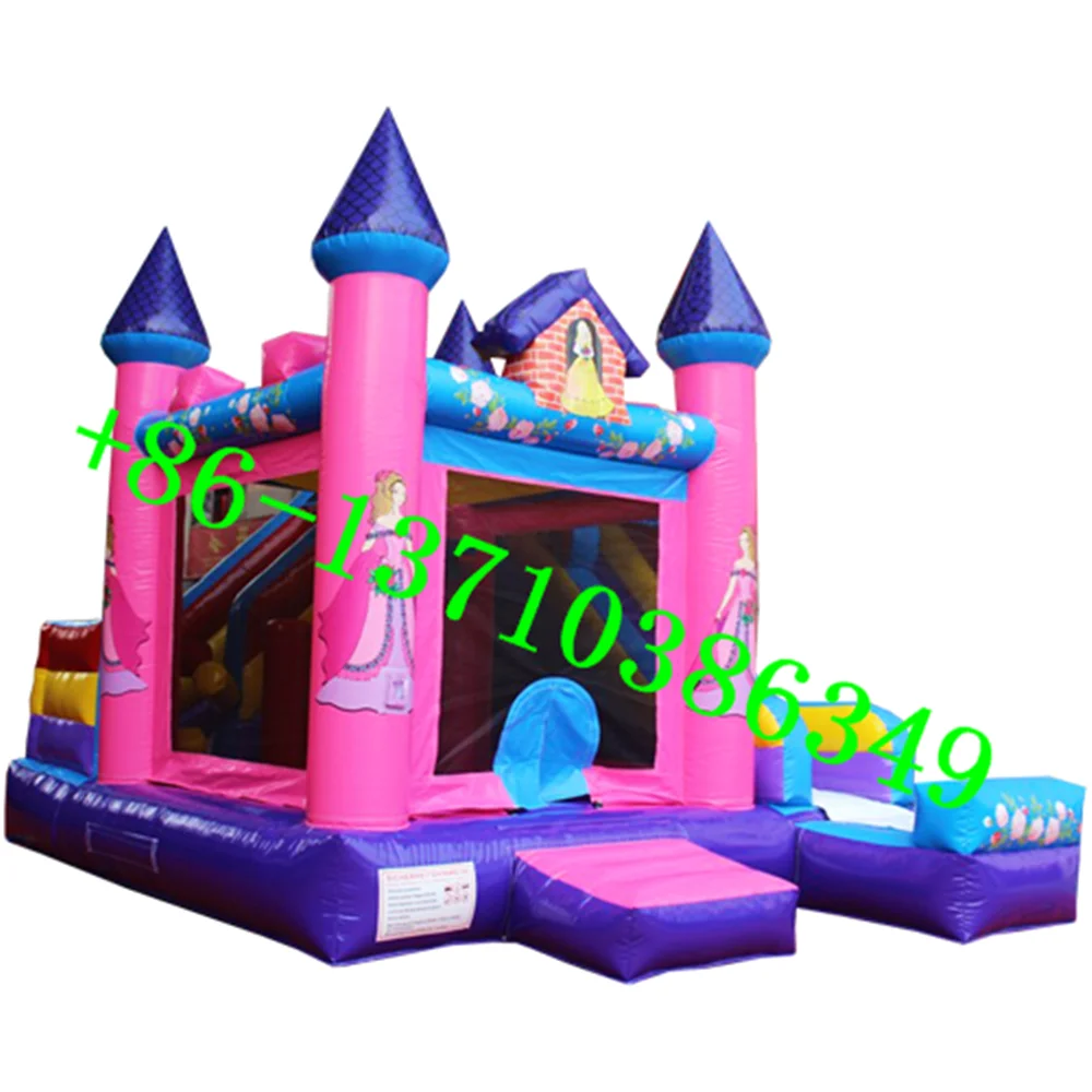 

Newly designed commercial princess bouncy castle trampoline jumper slide bounce house combination