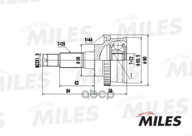 Шрус Mazda 323 1.5 94-98 Нар.(Abs) Miles Ga20218 Miles арт. GA20218