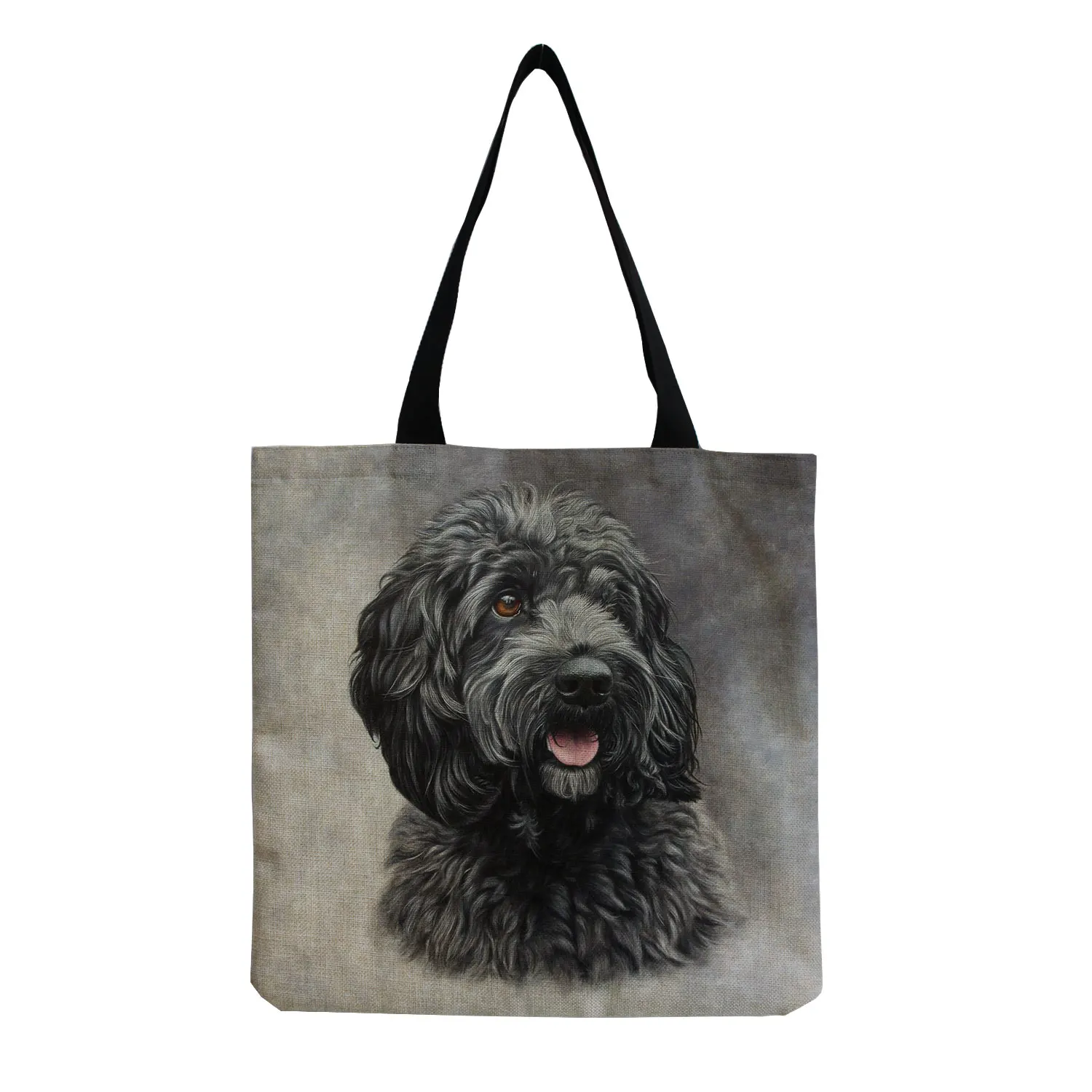 Exclusive Oil Painting Dog Print Shopping Bags for Groceries Papillon Pug Retriever Print Women Shoulder Handbag Large Capacity 