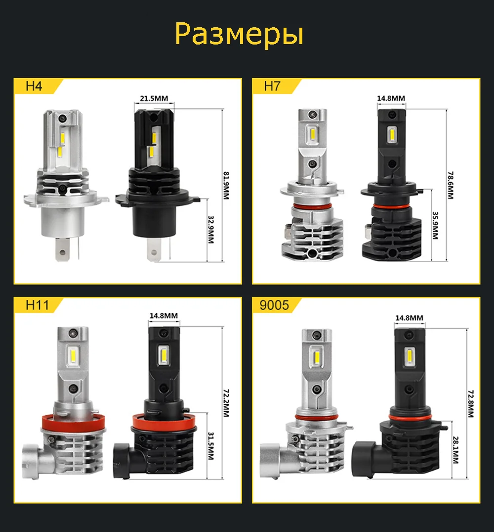 Vizant m4 цоколь h4 с чипом cree tech 4500lm 5000k