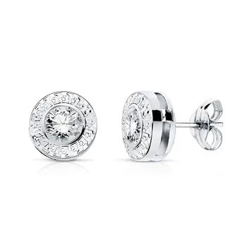 

Earrings 18k white gold 7mm. Chatón greca cubic zirconia 4.5mm. [AB9399]