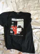Camiseta de Manga Tokio Ghoul Anime para hombre, camisa holgada de dibujos animados de Kaneki Ken, de algodón, nueva