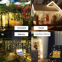 Sopel światła Led odkryty ciąg wróżka wodospad kurtyna lampa 4M AC220V Cortinas De Luces Luz dekoracji Party boże narodzenie światła 3