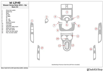 

Interior lining for Nissan Versa Note 2014-UP. Set L2142.