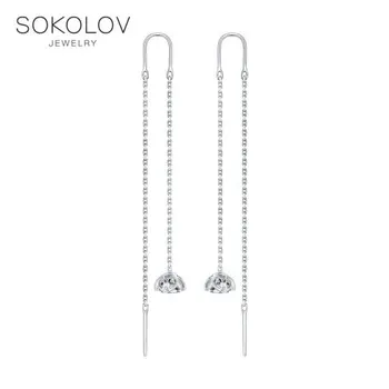 

SOKOLOV Silver drop earrings with stones with Swarovski Crystals fashion jewelry silver 925 women's male, long earrings