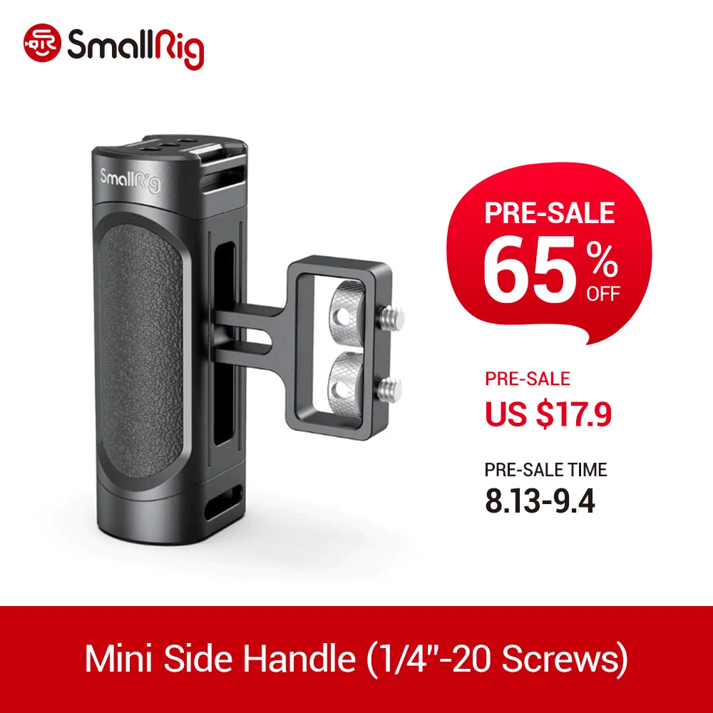 

SmallRig Mini Side Handle For Universal Camera Cage Featuring Two 1/4" Thread Holes With 18mm Distance On The Side - 2916