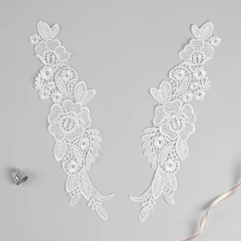 

3557544 appliques sewing Lais polyester 30*8 cm White